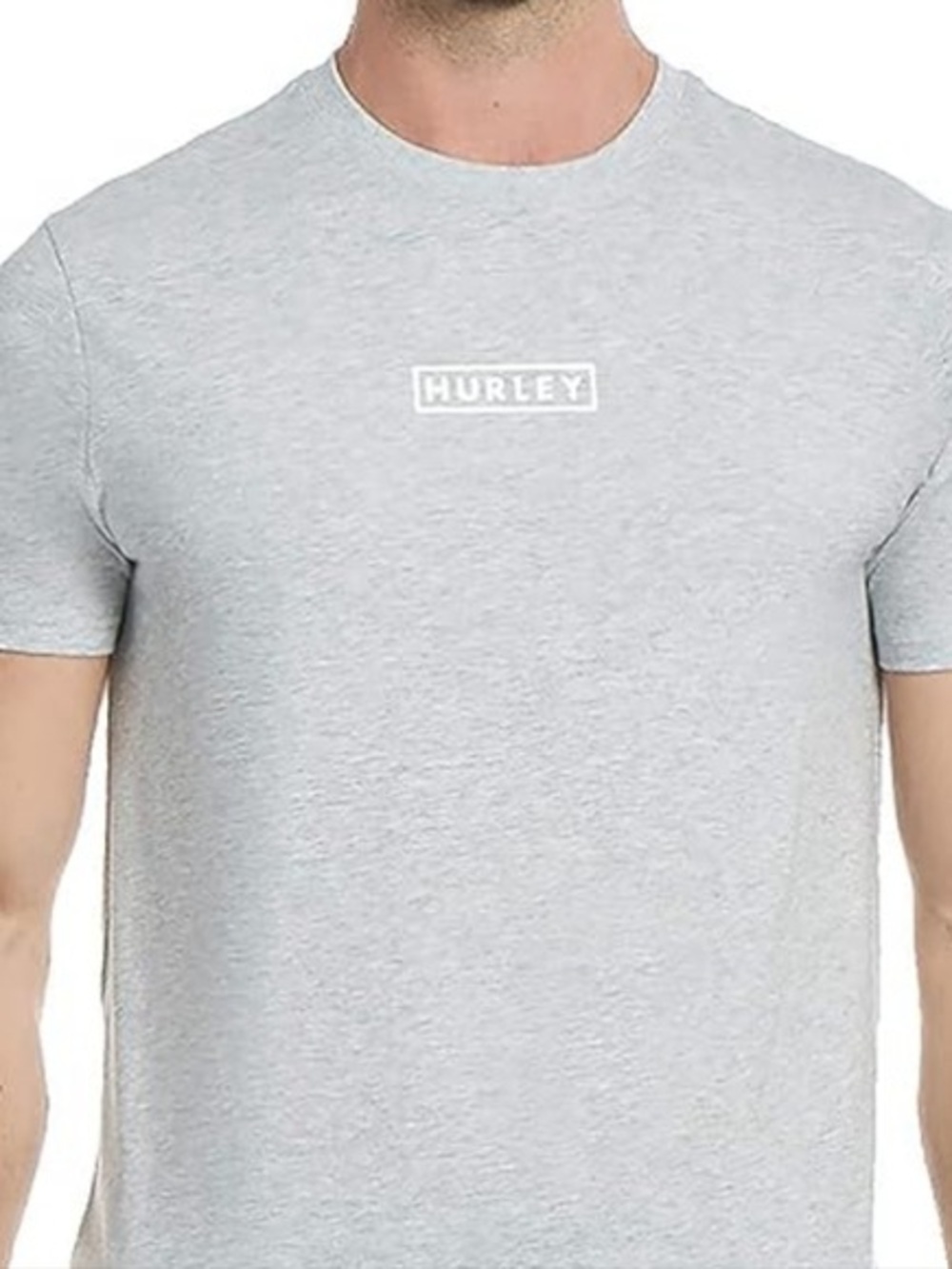 Hurley Men's Boxed Logo Reflective Emblem T-shirt in Light Heather Gray Size L